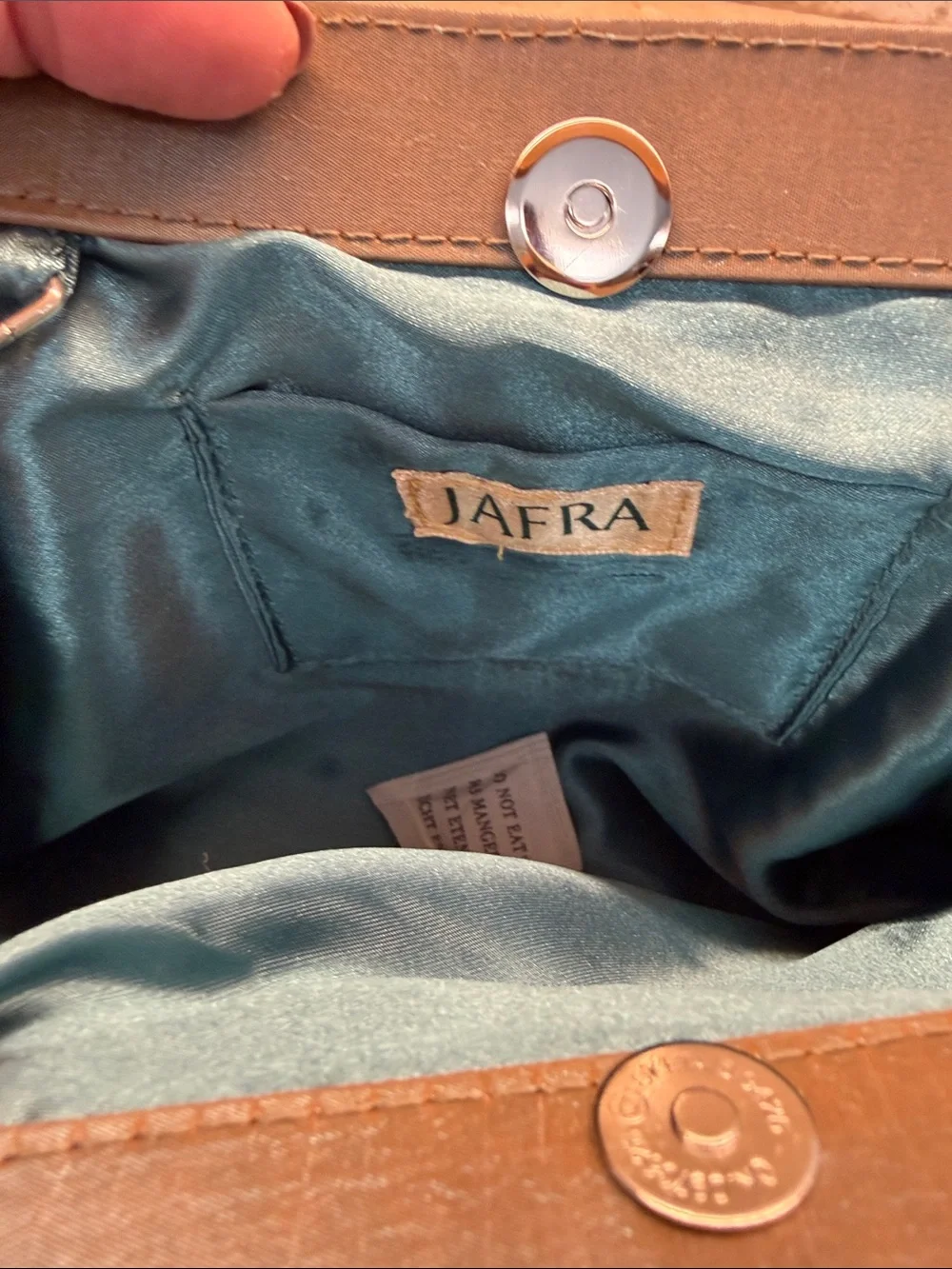 JAFRA Olive Satin Gathered Evening Clutch with Silver Chain